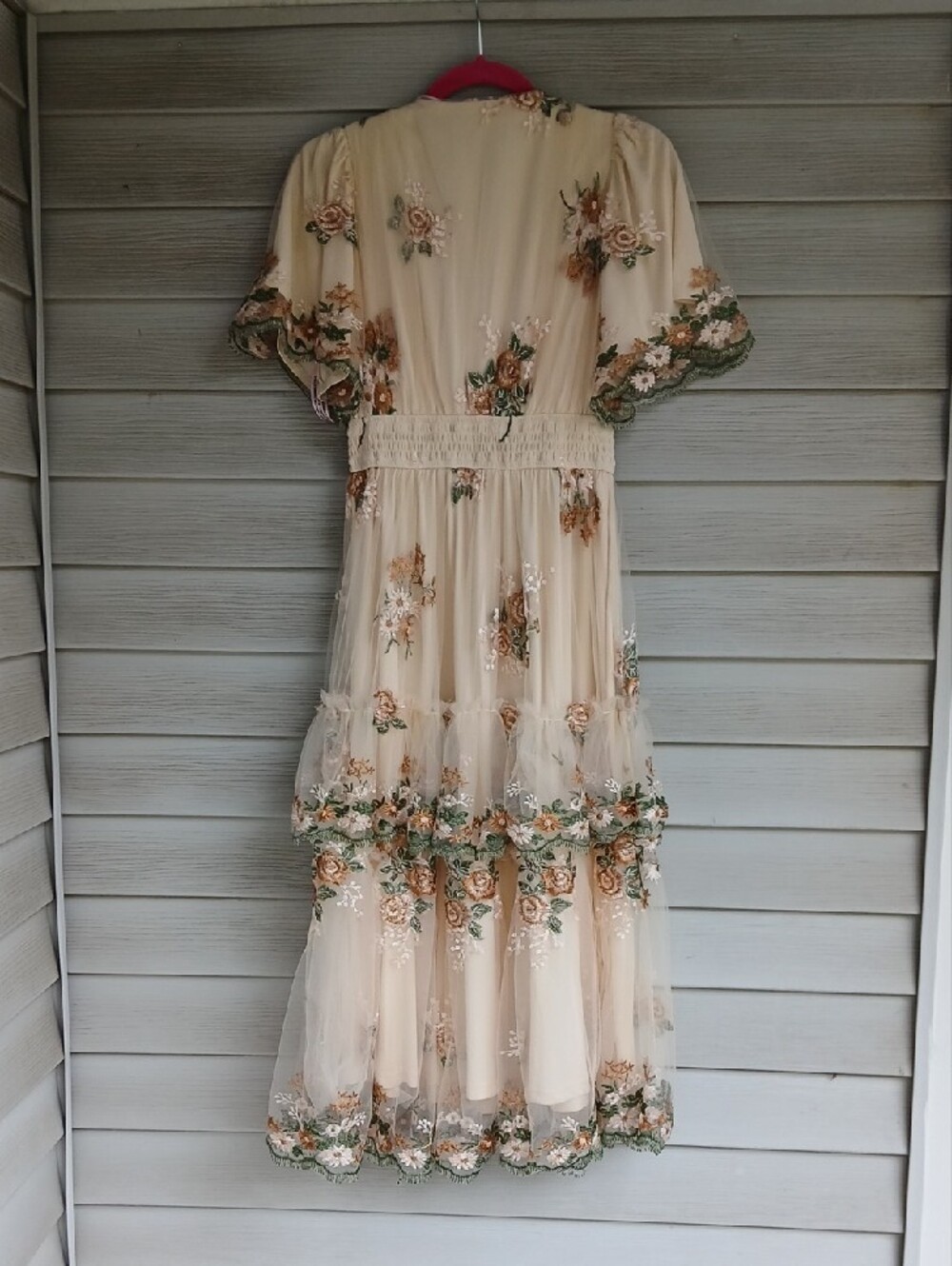 Baltic Born Cream Floral Embroidered Tiered Midi Dress - Picture 11 of 12